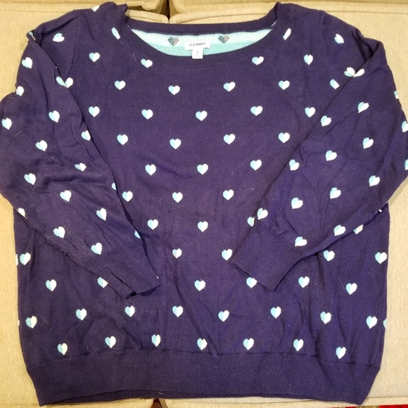 Old Navy Sweaters - Blue Hearts Sweater Size XXL